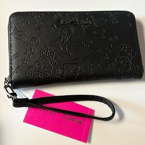 Betsey Johnson Black Skull Guitar Boots Wallet Wristlet NWT